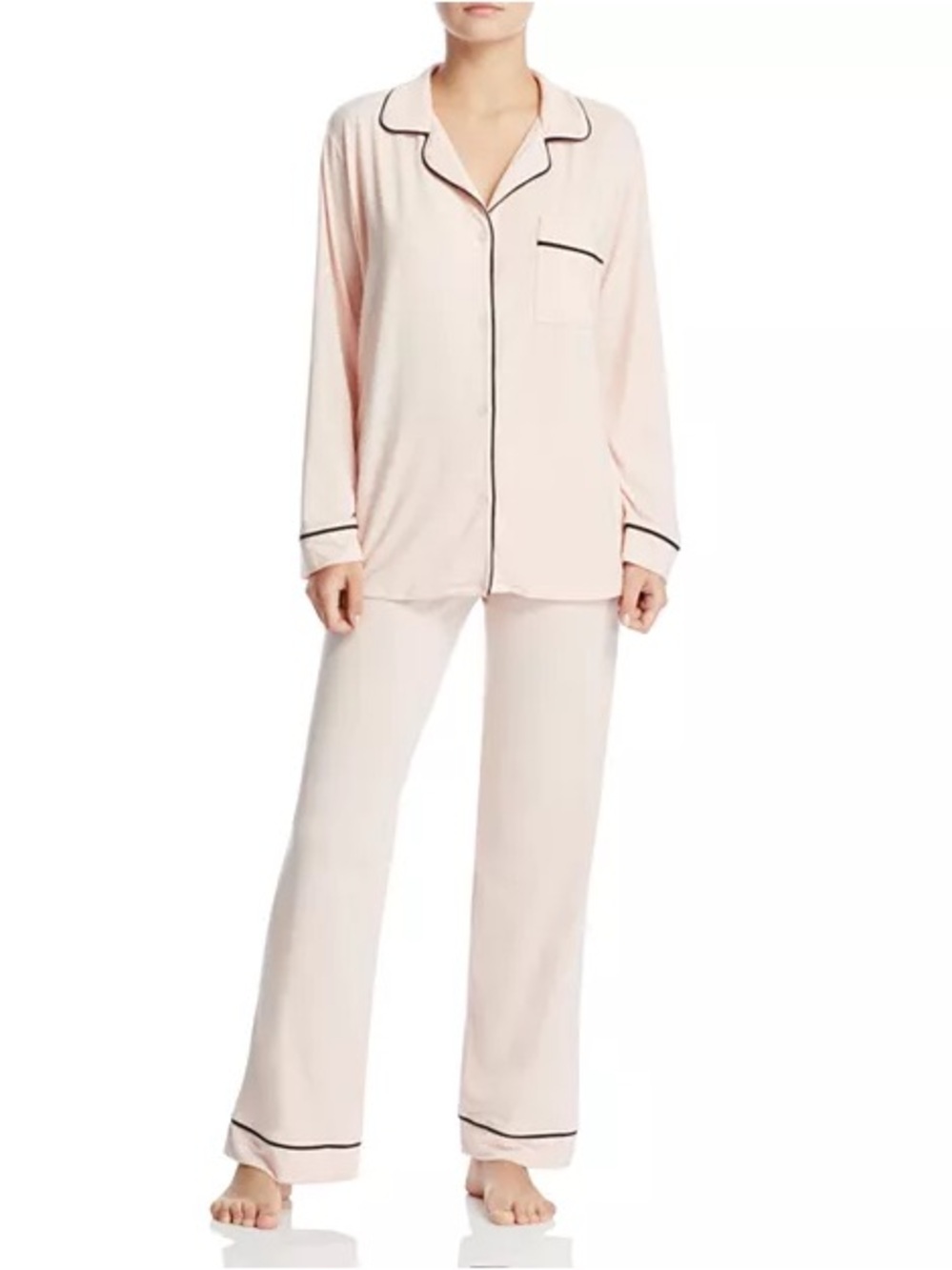 Eberjey Gisele Tencel Modal Pajama Set Pink Sorbet Black Size XS EUC